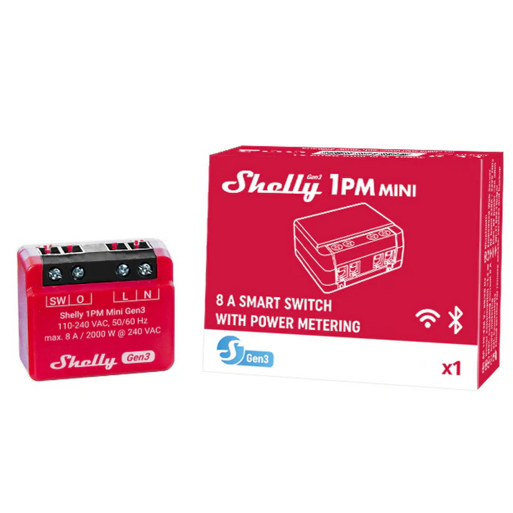 Shelly 1PM Mini Gen3 8A AC Interruttore relè Smart 1 canale monitoraggio consumi WiFi Bluetooth Matter - Foto 6
