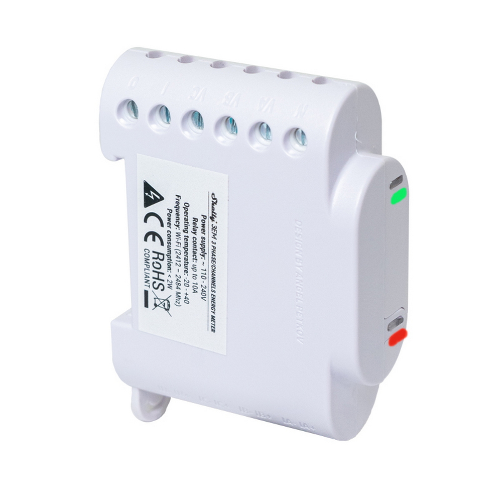 Shelly 3EM Misuratore consumo elettrico Smart 3 canali su guida DIN + 3 Pinze amperometriche 120A monitoraggio trifase WiFi - Foto 2