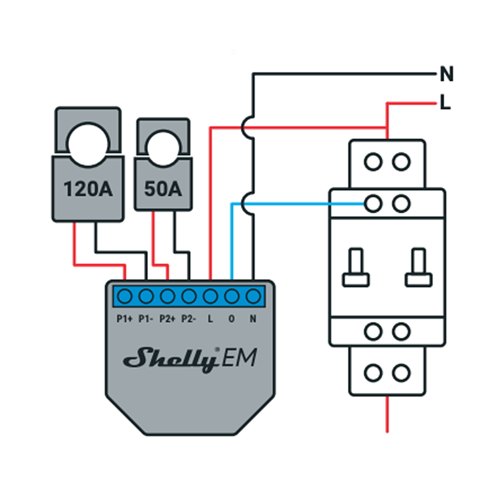 Shelly C50A Pinza amperometrica Smart 50A monitoraggio monofase per Misuratore consumo elettrico Shelly EM WiFi - Foto 3