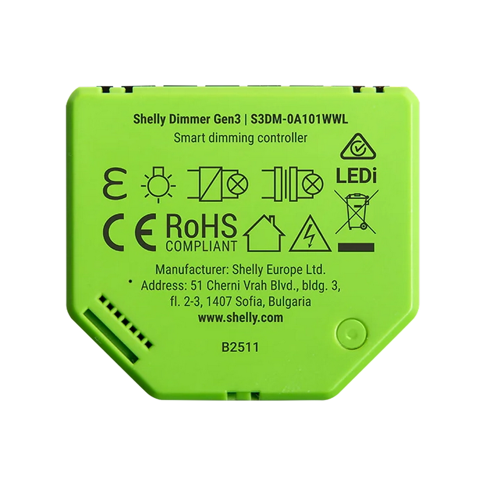 Shelly Dimmer AC Gen3 Interruttore Varialuce Smart 1 canale per Luci Led e Alimentatori dimmerabili monitoraggio consumi WiFi Bluetooth Matter - Foto 2