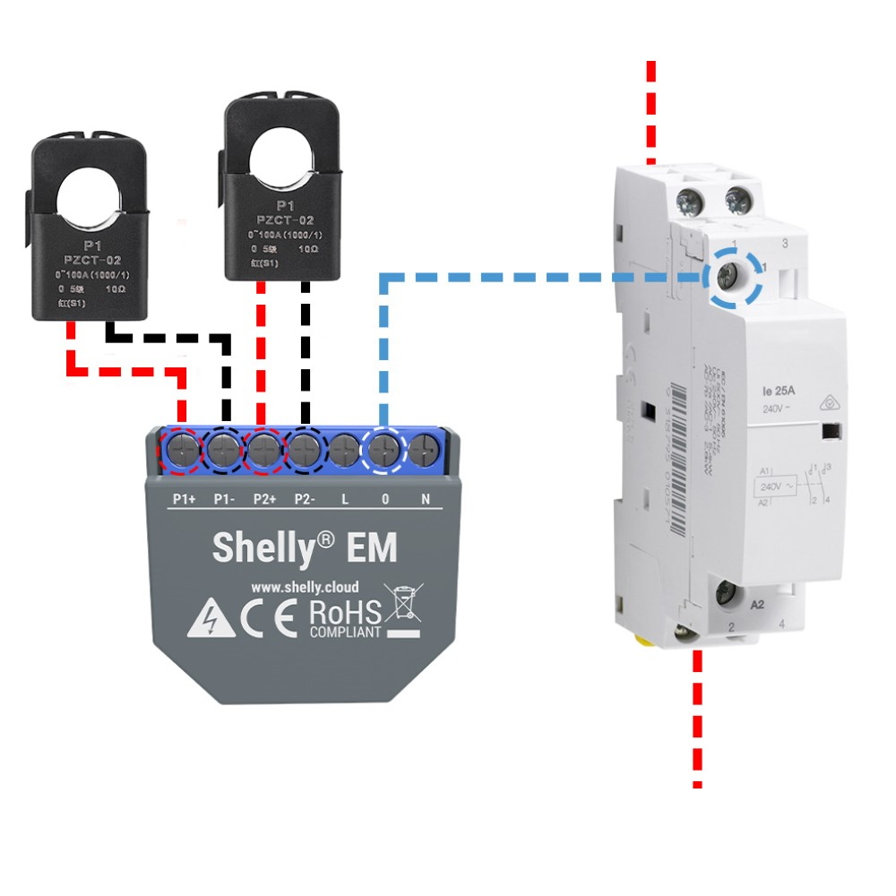 Shelly EM Misuratore consumo elettrico Smart 1 canale + 1 Pinza amperometrica 50A monitoraggio monofase WiFi - Foto 3