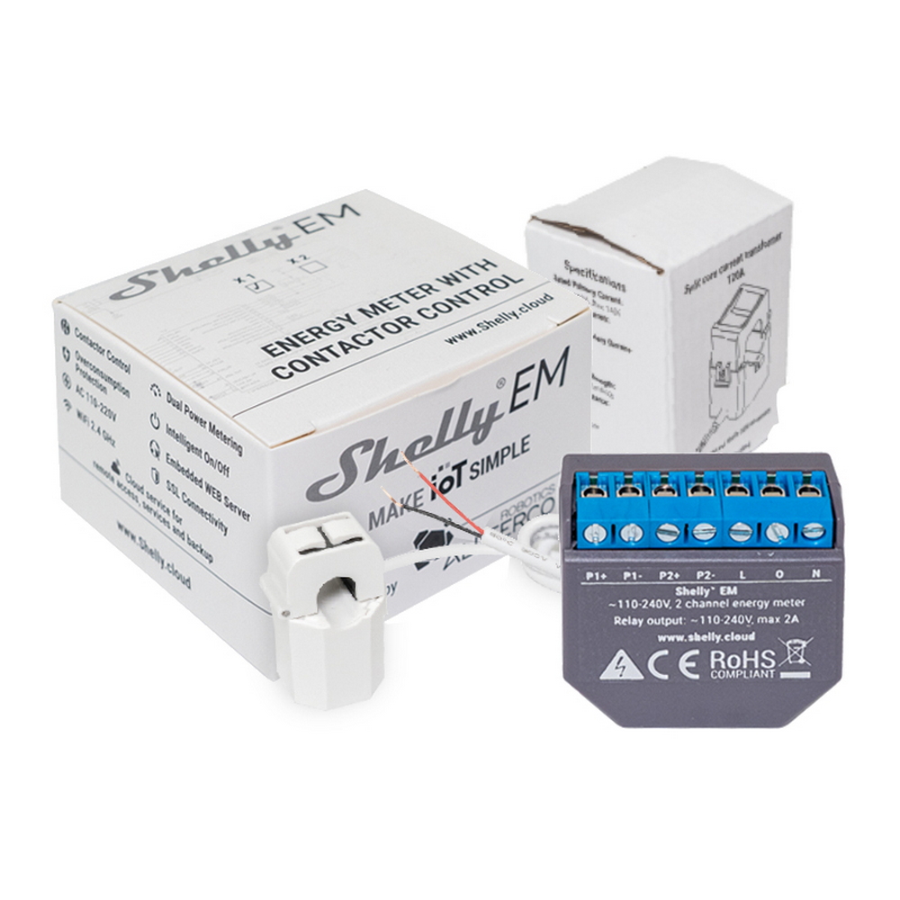 Shelly EM Misuratore consumo elettrico Smart 1 canale + 1 Pinza amperometrica 50A monitoraggio monofase WiFi - Foto 4