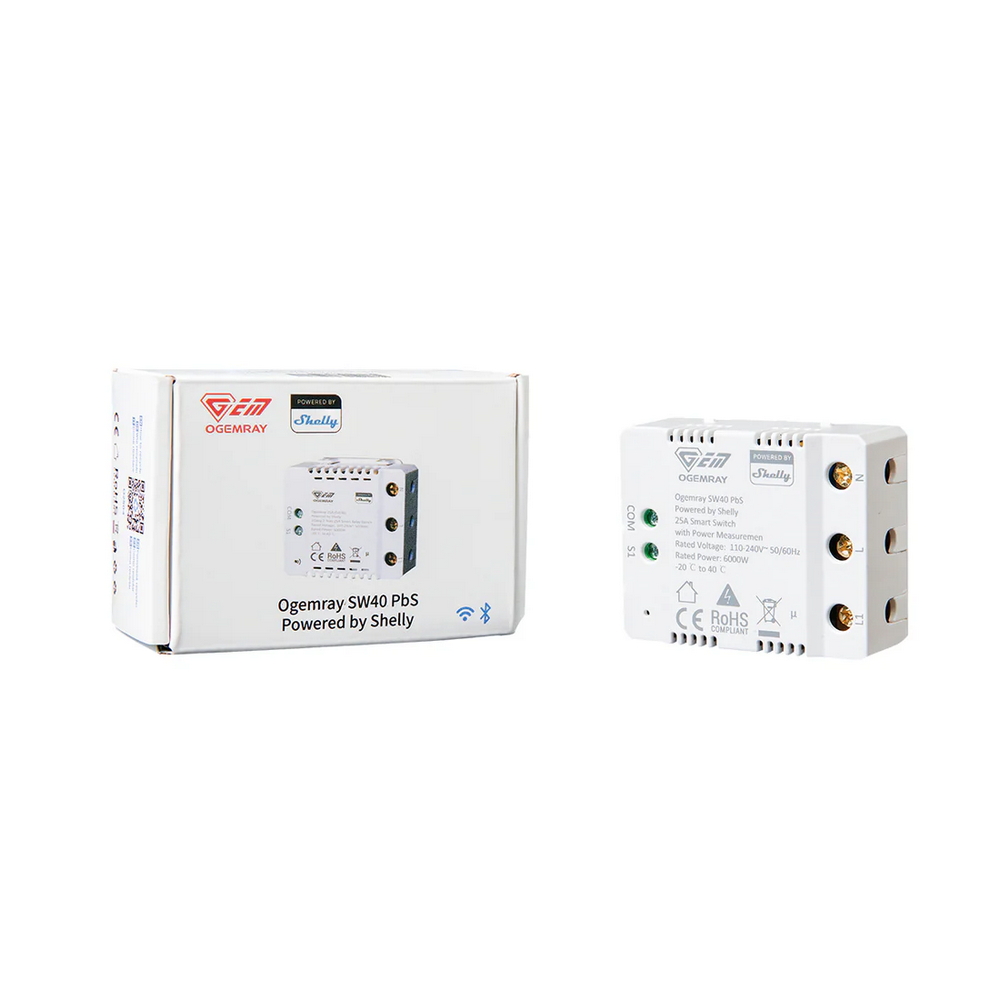 Shelly Ogemray 25A AC Interruttore relè Smart 1 canale Grandi elettrodomestici MAX 6000W monitoraggio consumi WiFi Bluetooth - Foto 3