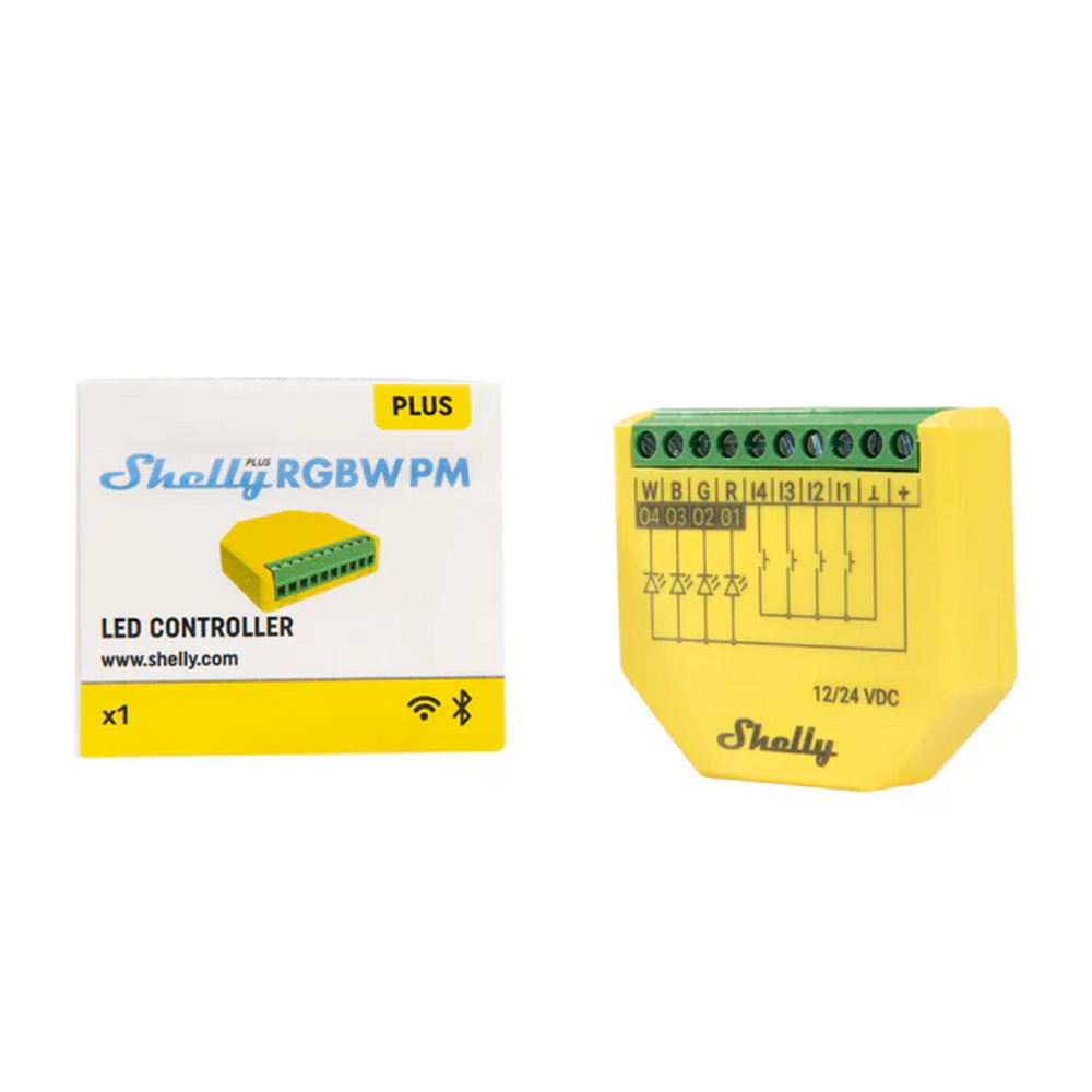 Shelly Plus RGBW PM 12-24V DC Controller dimmer Strisce Led Smart monitoraggio consumi WiFi Bluetooth - Foto 4