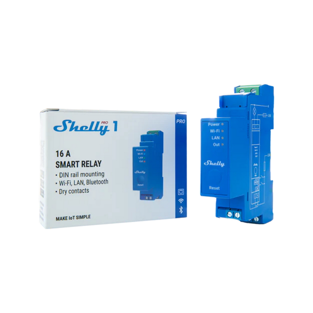 Shelly Pro 1 16A AC Interruttore relè Smart su guida DIN 1 canale contatto pulito LAN WiFi Bluetooth - Foto 4