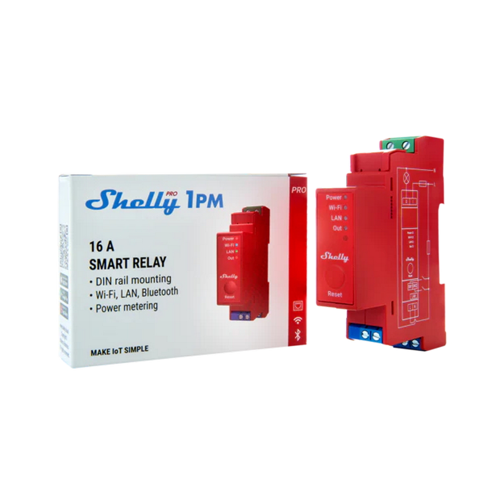 Shelly Pro 1PM 16A AC Interruttore relè Smart su guida DIN 1 canale monitoraggio consumi LAN WiFi Bluetooth - Foto 4