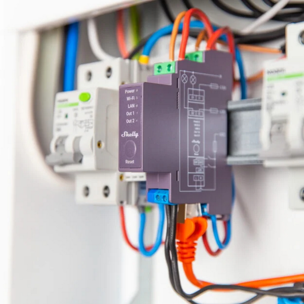 Shelly Pro 2 25A AC Interruttore relè Smart su guida DIN 2 canali contatto pulito LAN WiFi Bluetooth - Foto 3