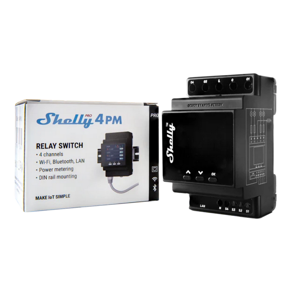 Shelly Pro 4PM 40A AC Interruttore relè Smart su guida DIN 4 canalI monitoraggio consumi Display LAN WiFi Bluetooth - Foto 6