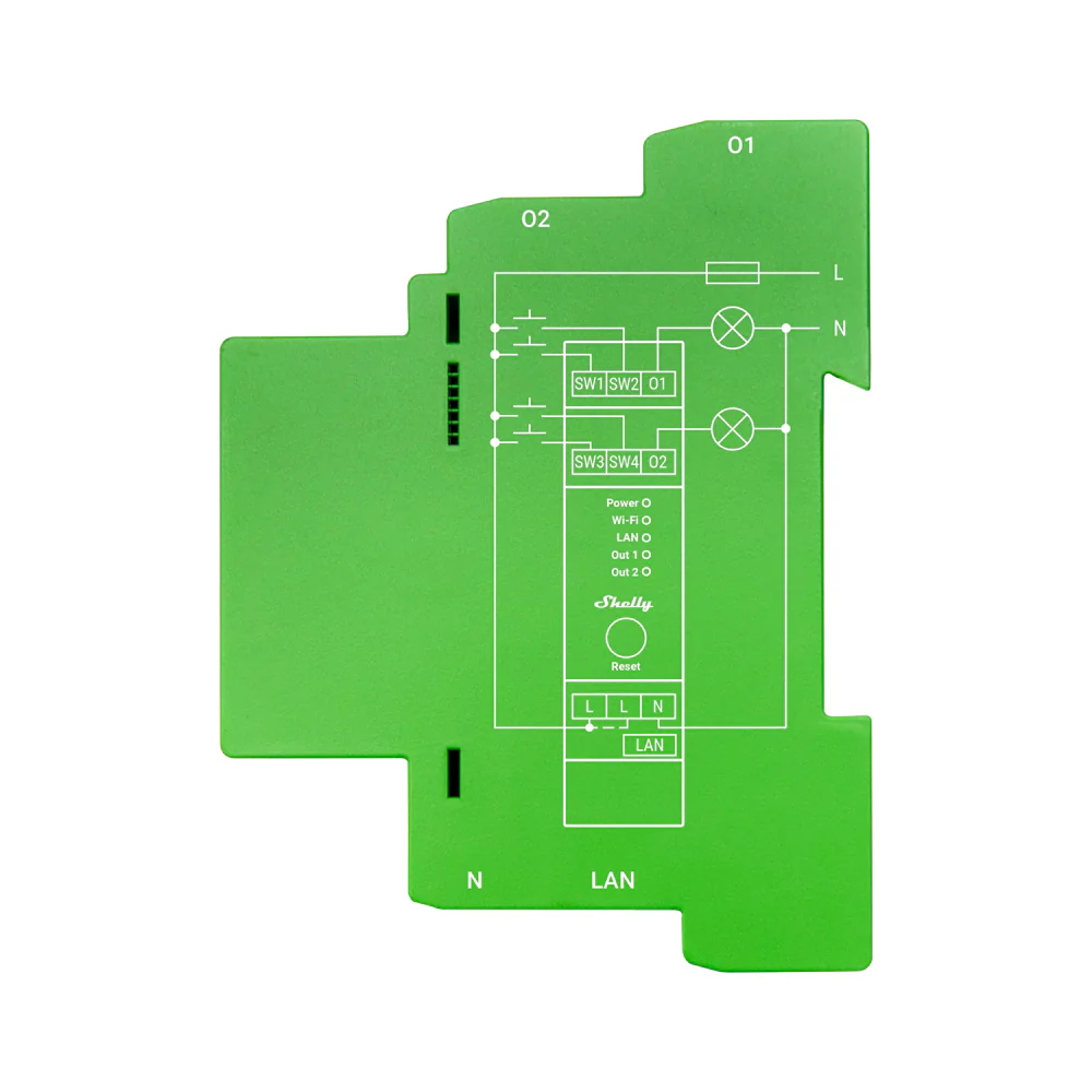 Shelly Pro Dimmer 2PM AC Interruttore Varialuce Smart su guida DIN 2 canalI per Luci Led e Alimentatori dimmerabili monitoraggio consumi LAN WiFi Bluetooth - Foto 1