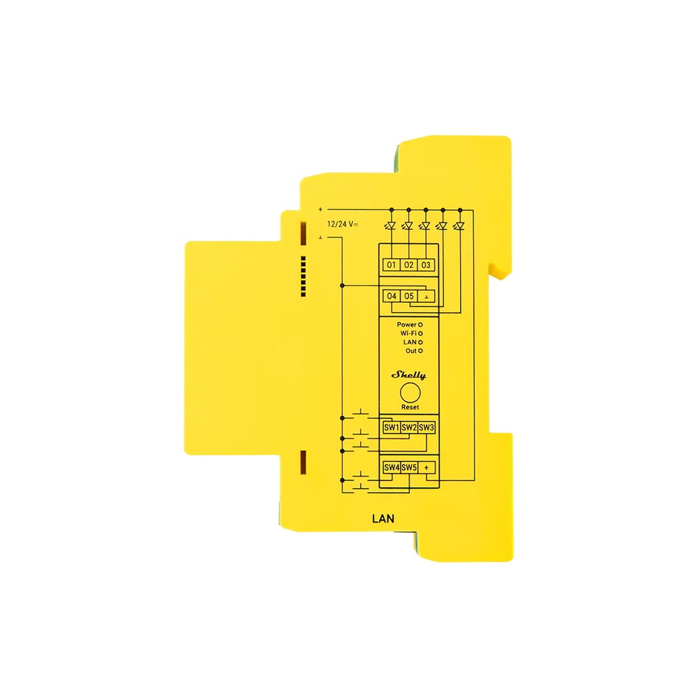 Shelly Pro RGBWW PM 12-24V DC Controller dimmer Strisce Led Smart su guida DIN monitoraggio consumi LAN WiFi Bluetooth - Foto 3