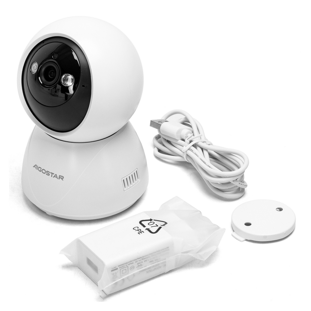 Telecamera di sorveglianza Aigostar Smart WiFi Full HD 1080p 360° motorizzata visione notturna per interni - Foto 1