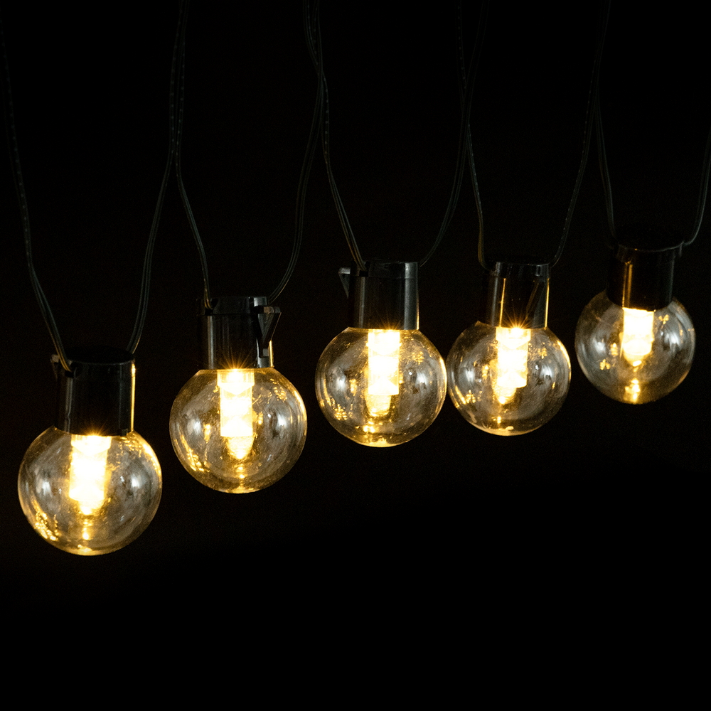 Foto principale Catena luminosa a Led decorativa a energia solare 10 metri 20 lampadine a sfera trasparenti Bianco caldo Aigostar