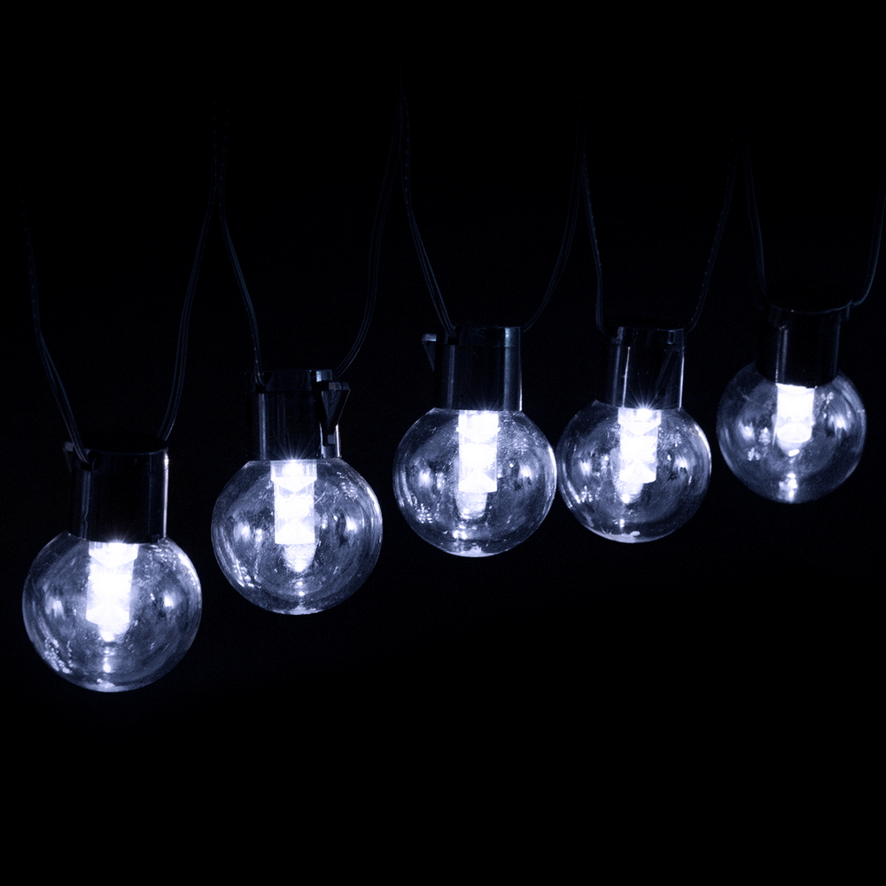 Foto principale Catena luminosa a Led decorativa a energia solare 10 metri 20 lampadine a sfera trasparenti Bianco freddo Aigostar