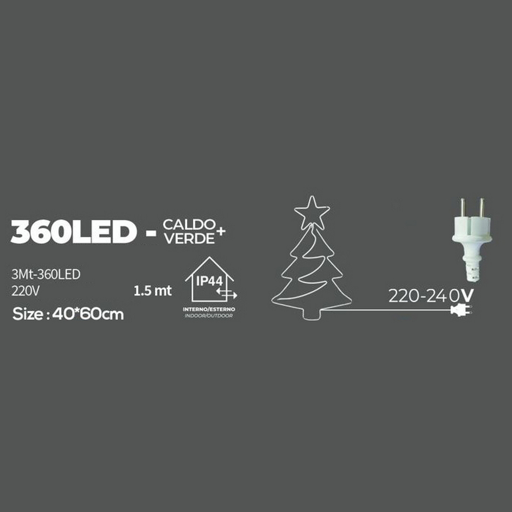 Albero di Natale luminoso da 60cm Led Neon Flex da esterno Wisdom - Foto 2