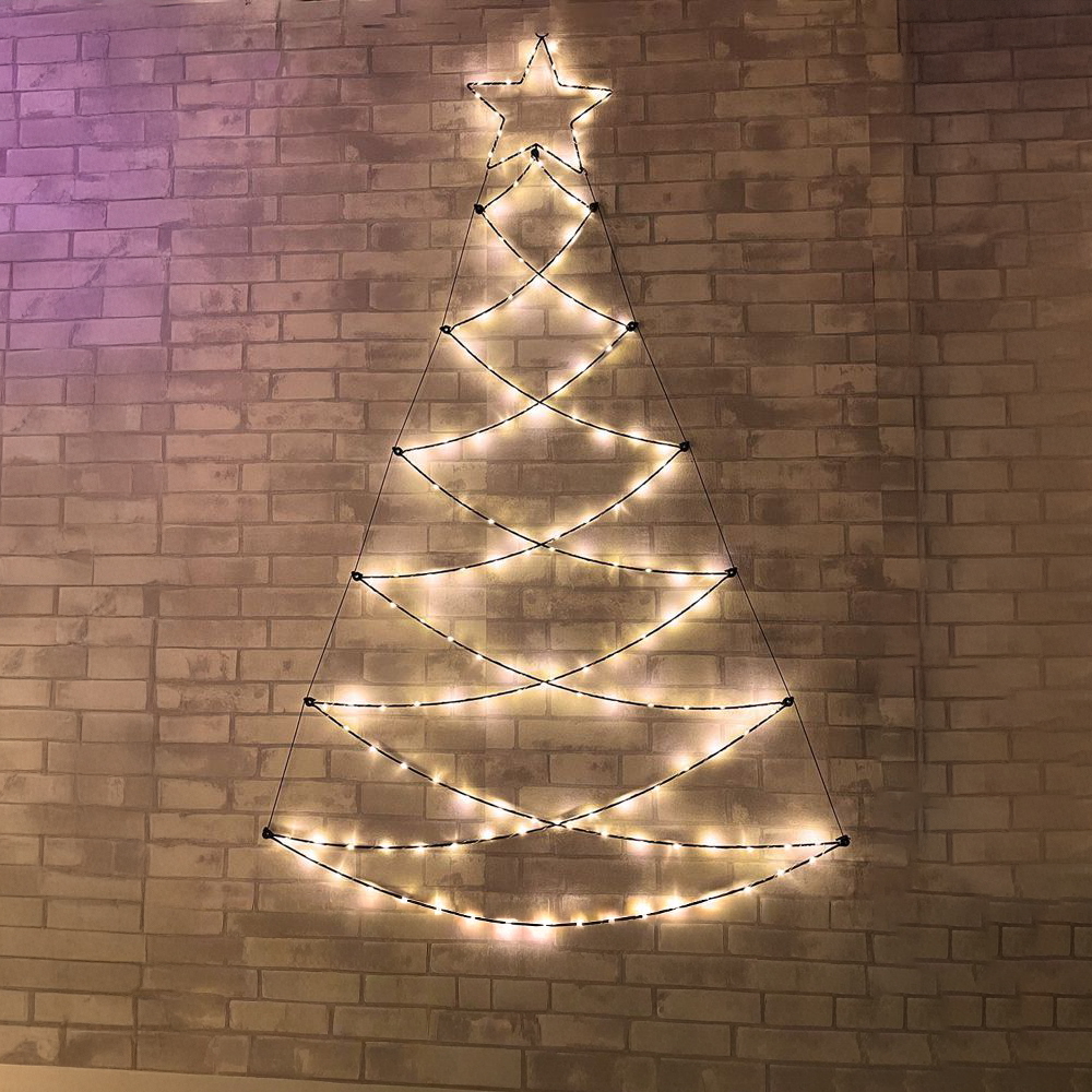 Albero di Natale luminoso da parete 150 Led luce decorativa 122cm Bianco Caldo a batteria Wisdom - Foto 1
