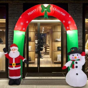 Foto principale Arco gonfiabile con Babbo Natale e Pupazzo di neve 2,4 metri da esterno Wisdom