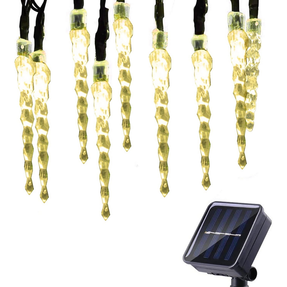 Catena decorata con 40 Ghiaccioli a Led Bianco Caldo 6 metri con pannello solare Wisdom - Foto 3