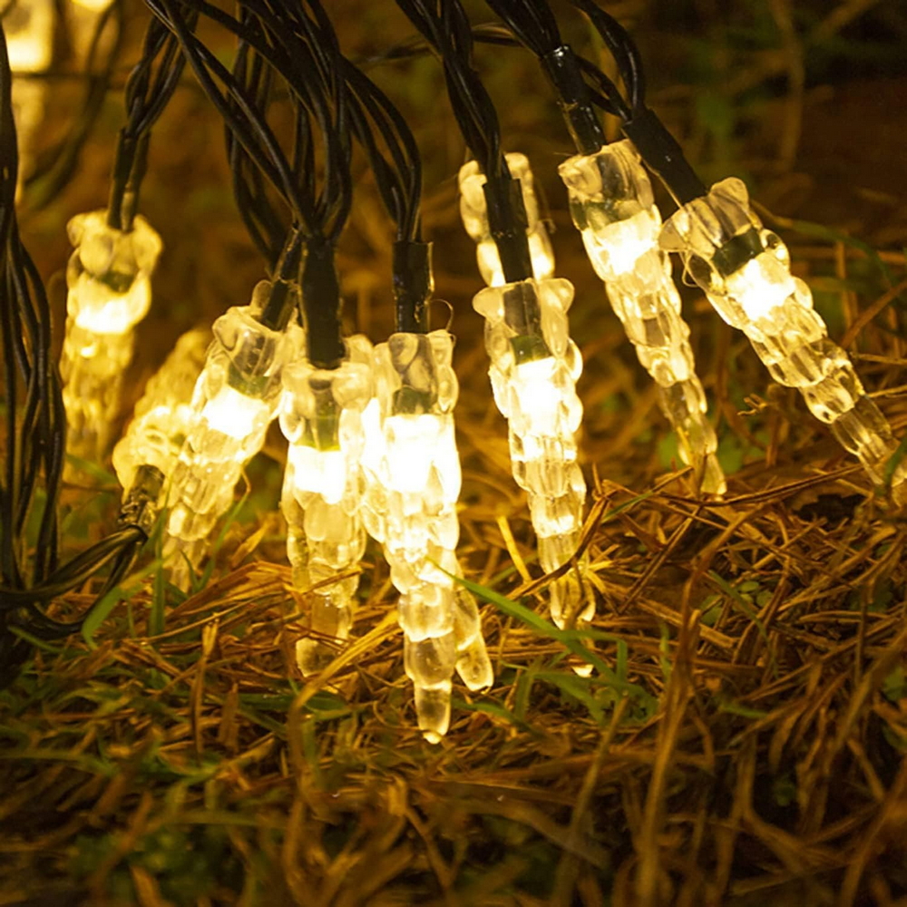 Catena decorata con 40 Ghiaccioli a Led Bianco Caldo 6 metri con pannello solare Wisdom - Foto 5