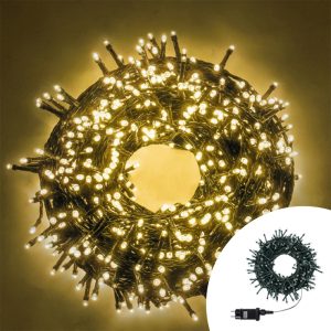 Foto principale Catena di luci 100 metri da 2000 Led Bianco Caldo con cavo verde Wisdom
