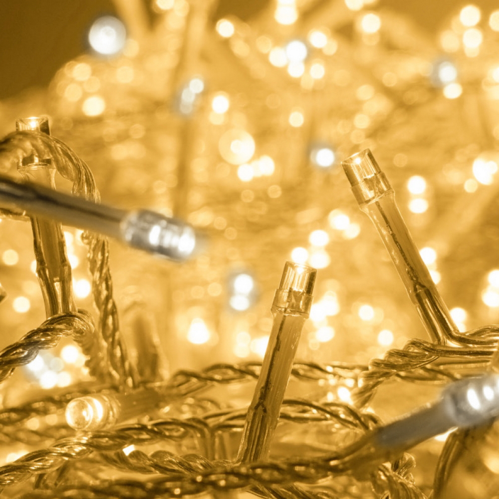 Catena di luci 42 metri da 500 Led Bianco Caldo fisso e Bianco Freddo intermittente con cavo trasparente Wisdom - Foto 2