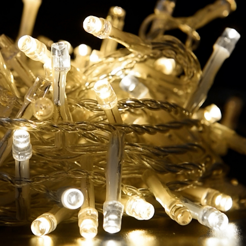 Catena di luci 42 metri da 500 Led Bianco Caldo fisso e Bianco Freddo intermittente con cavo trasparente Wisdom - Foto 5