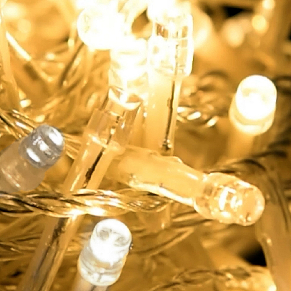 Catena di luci 42 metri da 500 Led Bianco Caldo fisso e Bianco Freddo intermittente con cavo trasparente Wisdom - Foto 6