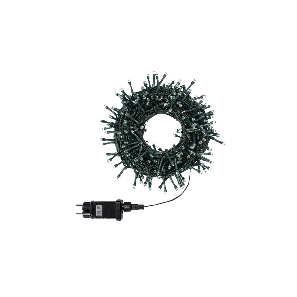 Catena di luci 5 metri da 100 Led Bianco Caldo con cavo verde Wisdom - Foto 1