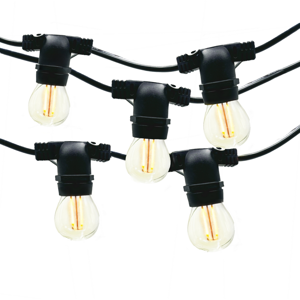 Foto principale Catena di luci lineare 10 metri con 10 lampadine E27 Bianco caldo IP54 Nera Wisdom