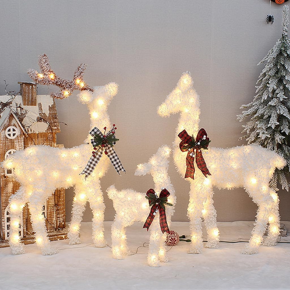 Famiglia Renne Natalizie 390 Led da giardino Bianco Caldo fisso 3 pezzi Wisdom - Foto 1
