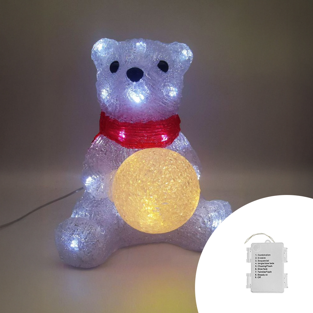 Foto principale Orso polare luminoso 3D 34 Led 22cm in acrilico a batteria Wisdom
