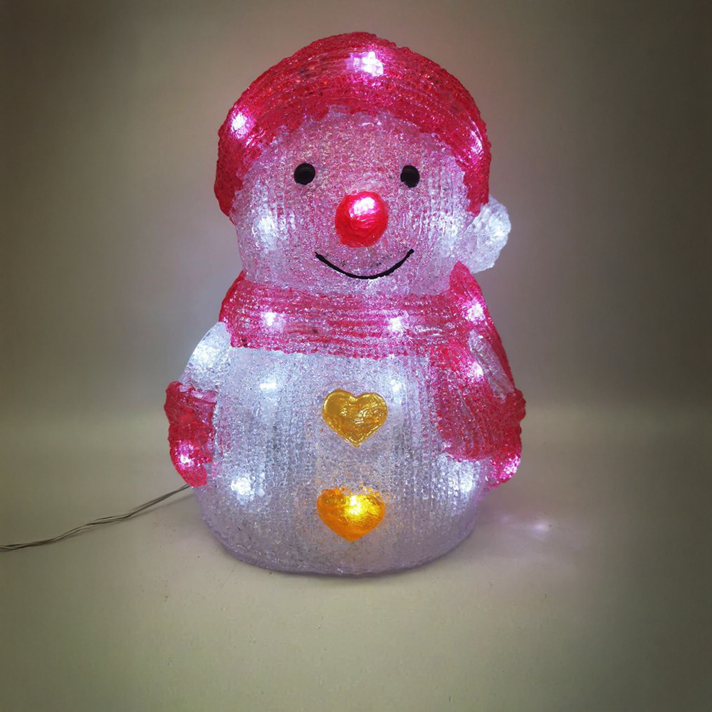 Pupazzo di neve luminoso 3D 30 Led 26cm in acrilico a batteria Wisdom - Foto 1