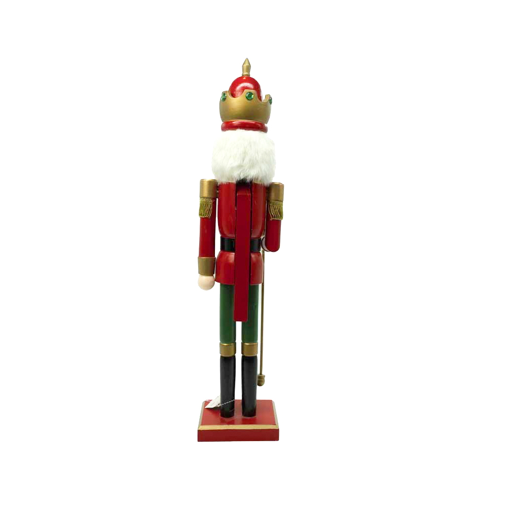 Schiaccianoci di Natale 60cm in legno Soldato con corona e scettro di colore rosso e verde Wisdom - Foto 2