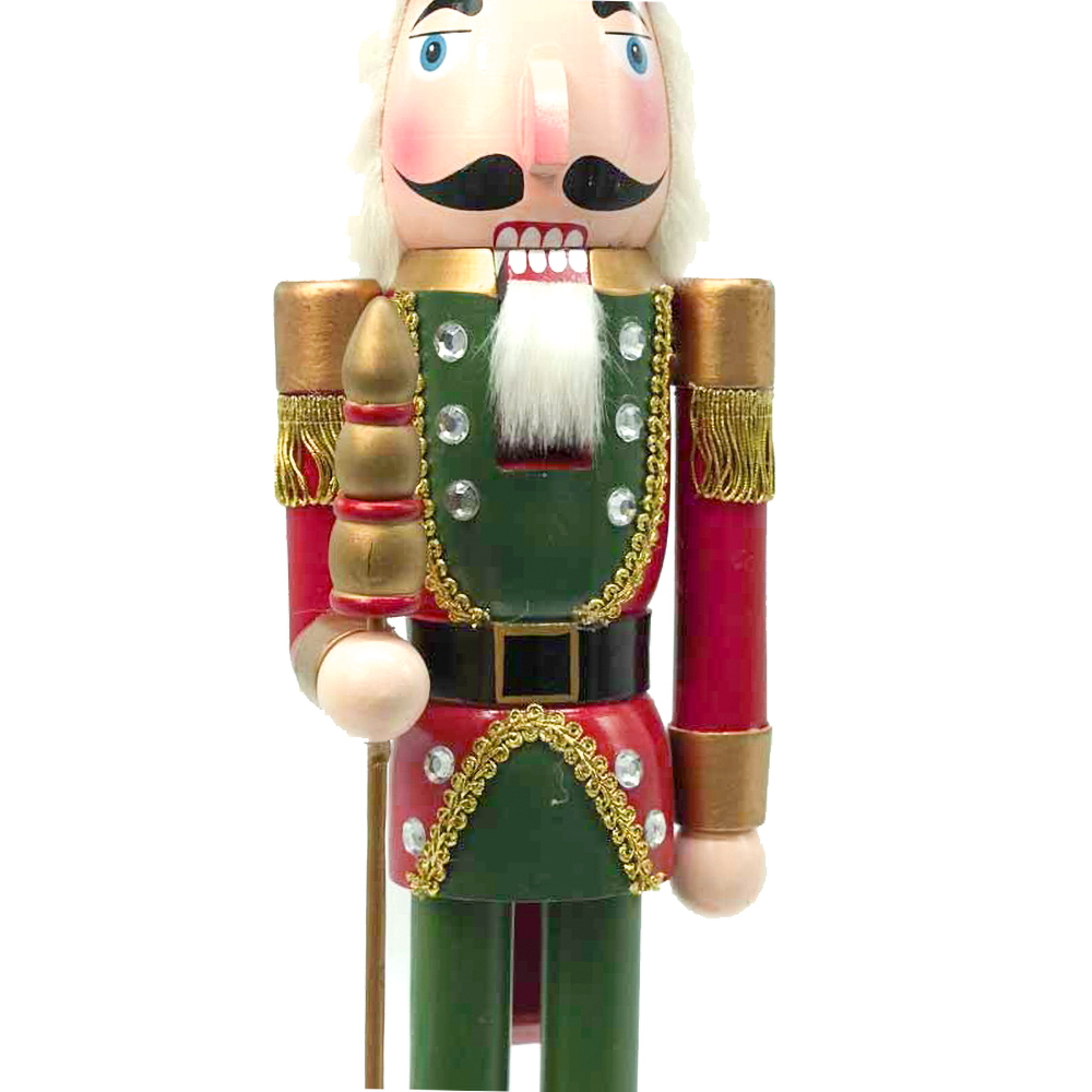 Schiaccianoci di Natale 60cm in legno Soldato con corona e scettro di colore rosso e verde Wisdom - Foto 4