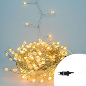 Foto principale Stringa 9 metri da 300 Led Mini Millepiedi Bianco Caldo con cavo argento e autospegnimento Wisdom