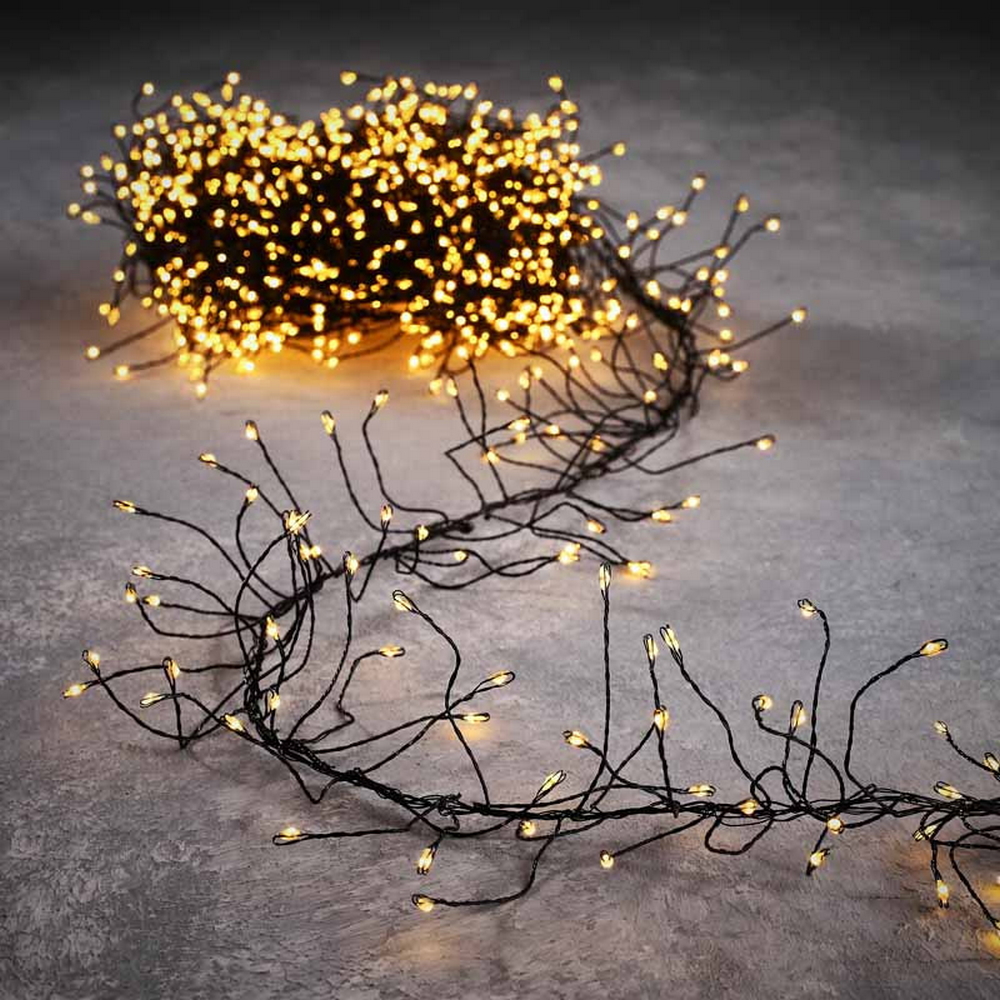 Stringa 9 metri da 300 Led Mini Millepiedi Bianco Caldo con cavo nero e autospegnimento Wisdom - Foto 2