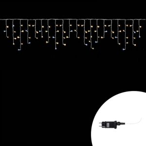 Foto principale Tenda luminosa 10 metri 380 Led Bianco Caldo fisso e Bianco Freddo intermittente stalattiti prolungabile altezza 50cm da esterno Wisdom
