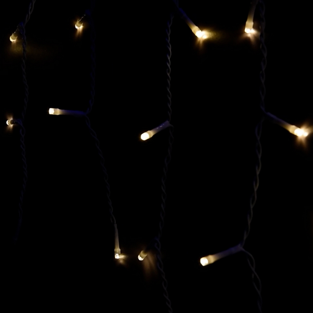 Tenda luminosa 10 metri 380 Led Bianco Caldo fisso e Bianco Freddo intermittente stalattiti prolungabile altezza 50cm da esterno Wisdom - Foto 4