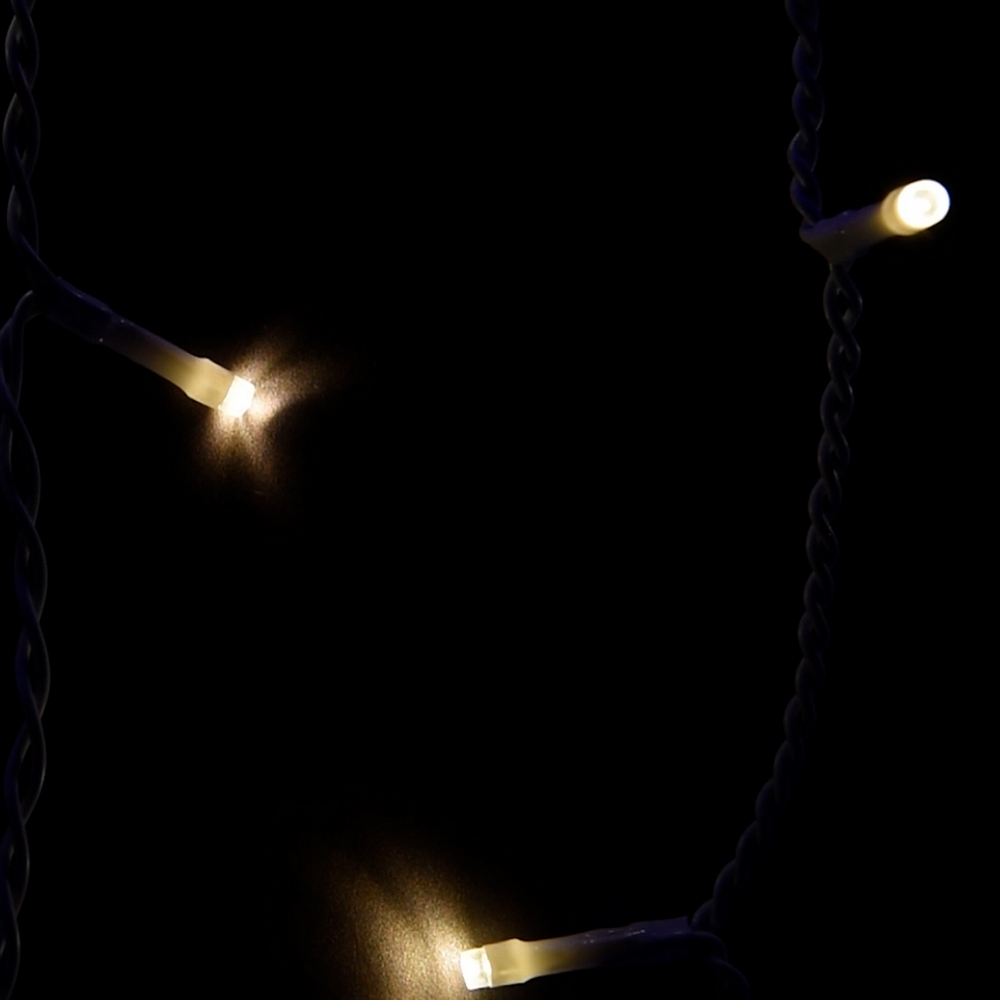 Tenda luminosa 10 metri 380 Led Bianco Caldo fisso e Bianco Freddo intermittente stalattiti prolungabile altezza 50cm da esterno Wisdom - Foto 5