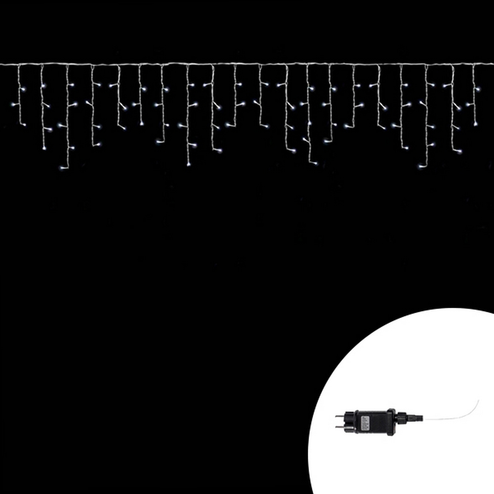 Foto principale Tenda luminosa 10 metri 380 Led Bianco Freddo fisso e intermittente stalattiti prolungabile altezza 50cm da esterno Wisdom