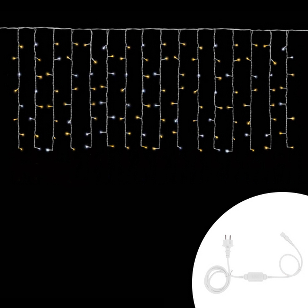 Foto principale Tenda luminosa 3 metri 128 MaxiLed Reflex Professionale Bianco Caldo fisso e intermittente prolungabile altezza 80cm da esterno Wisdom