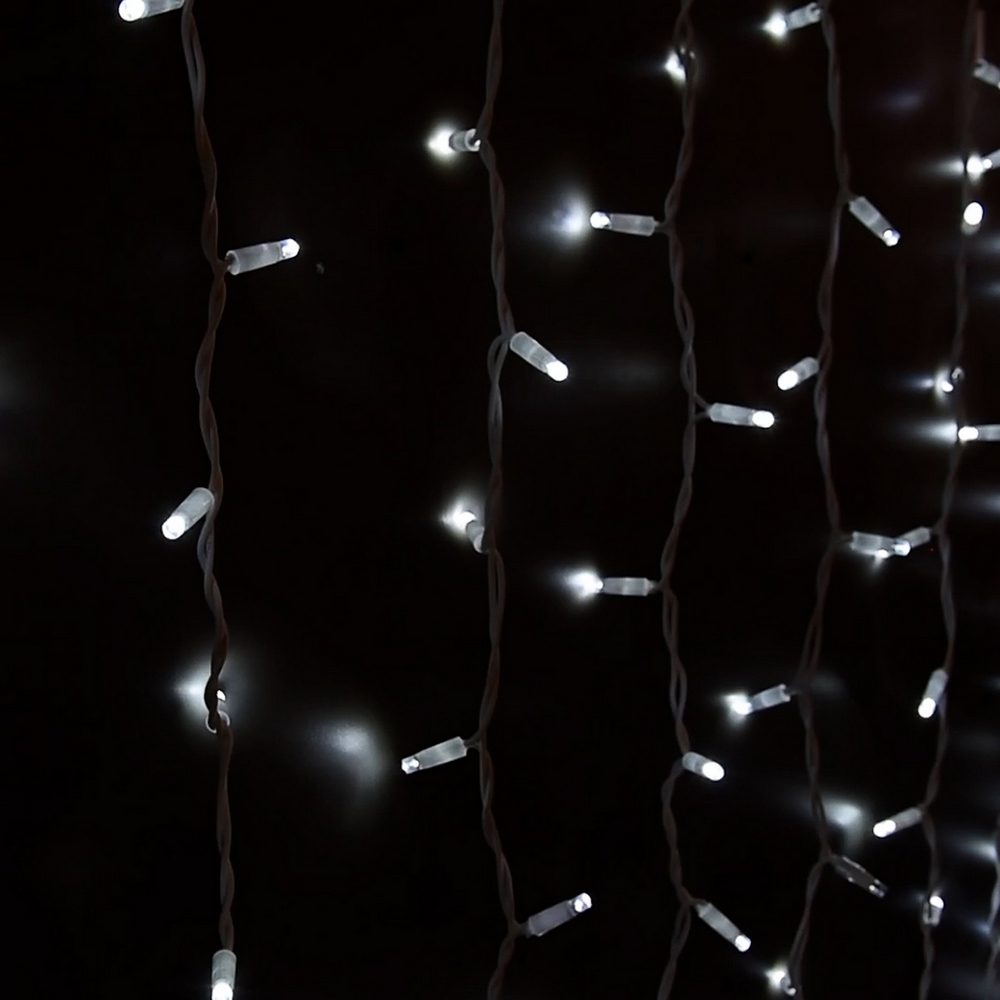 Tenda luminosa 3 metri 200 Led Bianco Freddo fisso e intermittente prolungabile altezza 100cm da esterno Wisdom - Foto 5