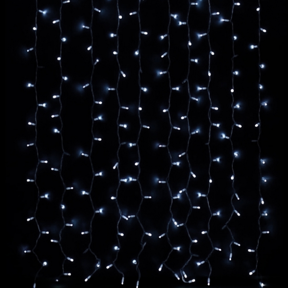 Tenda luminosa 3 metri 200 Led Bianco Freddo fisso e intermittente prolungabile altezza 100cm da esterno Wisdom - Foto 6