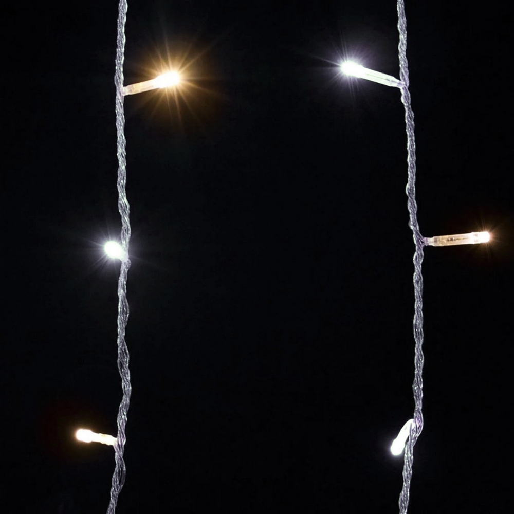 Tenda luminosa 6 metri 256 Led Bianco Caldo fisso e Bianco Freddo intermittente stalattiti prolungabile altezza 100cm da esterno Wisdom - Foto 1