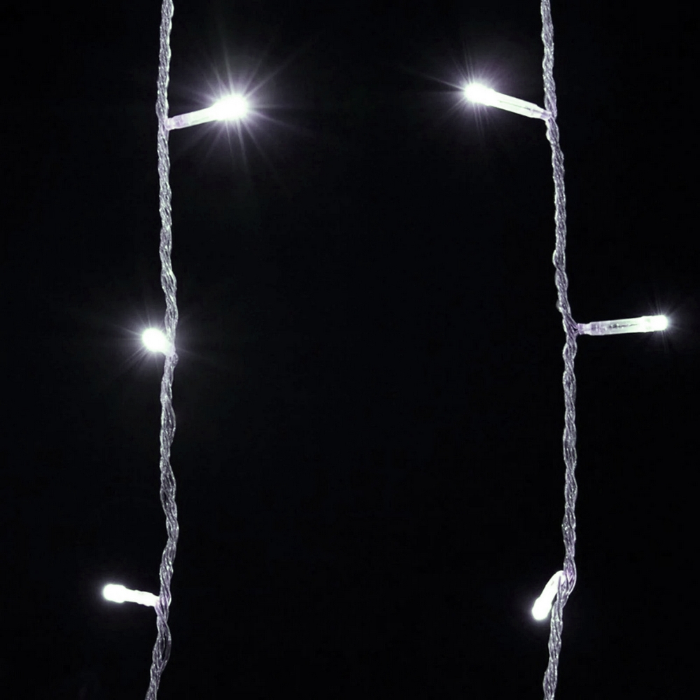 Tenda luminosa 6 metri 256 Led Bianco Freddo fisso e intermittente stalattiti prolungabile altezza 100cm da esterno Wisdom - Foto 1