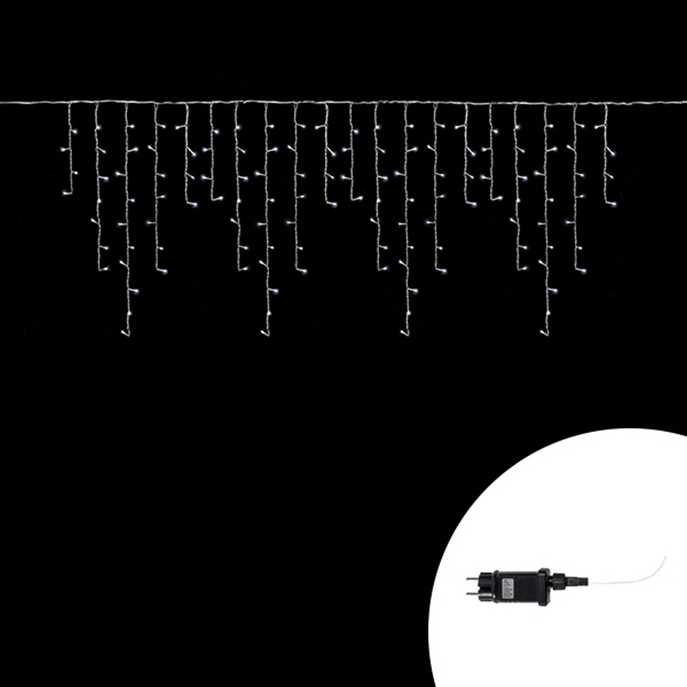 Foto principale Tenda luminosa 6 metri 256 Led Bianco Freddo fisso e intermittente stalattiti prolungabile altezza 100cm da esterno Wisdom