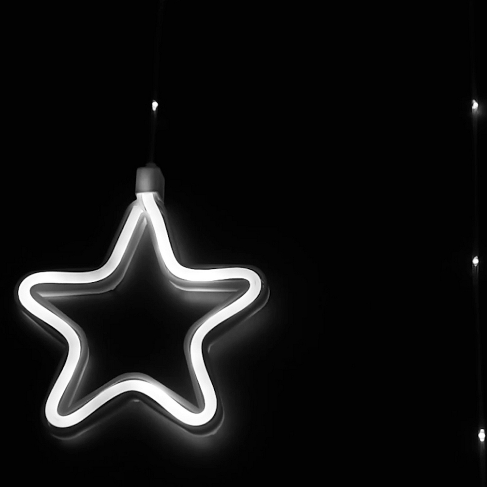 Tenda luminosa con Stelle neon 3 metri Led Bianco Freddo stalattiti altezza 100cm per interno Wisdom - Foto 3