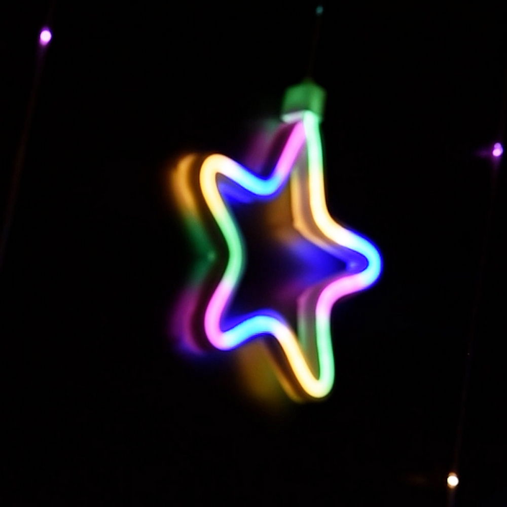 Tenda luminosa con Stelle neon 3 metri Led Multicolore stalattiti altezza 100cm per interno Wisdom - Foto 3