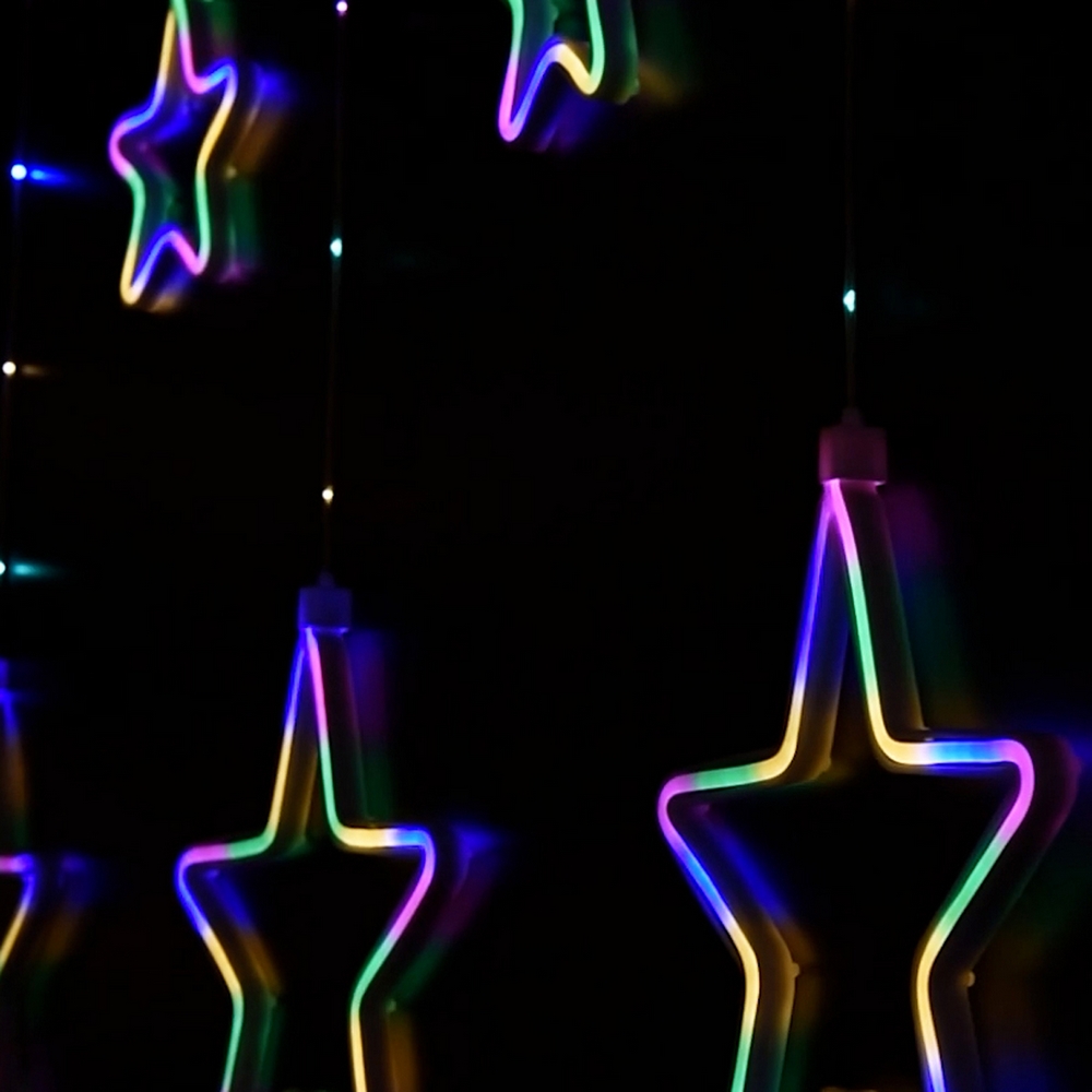 Tenda luminosa con Stelle neon 3 metri Led Multicolore stalattiti altezza 100cm per interno Wisdom - Foto 5
