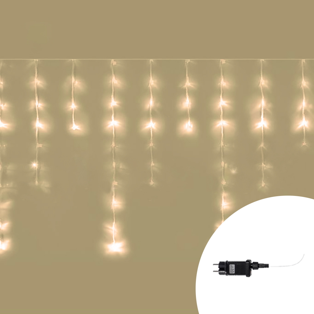 Foto principale Tenda luminosa effetto pioggia 10 metri da 420 Led Bianco Caldo stalattiti altezza 90cm da esterno Wisdom
