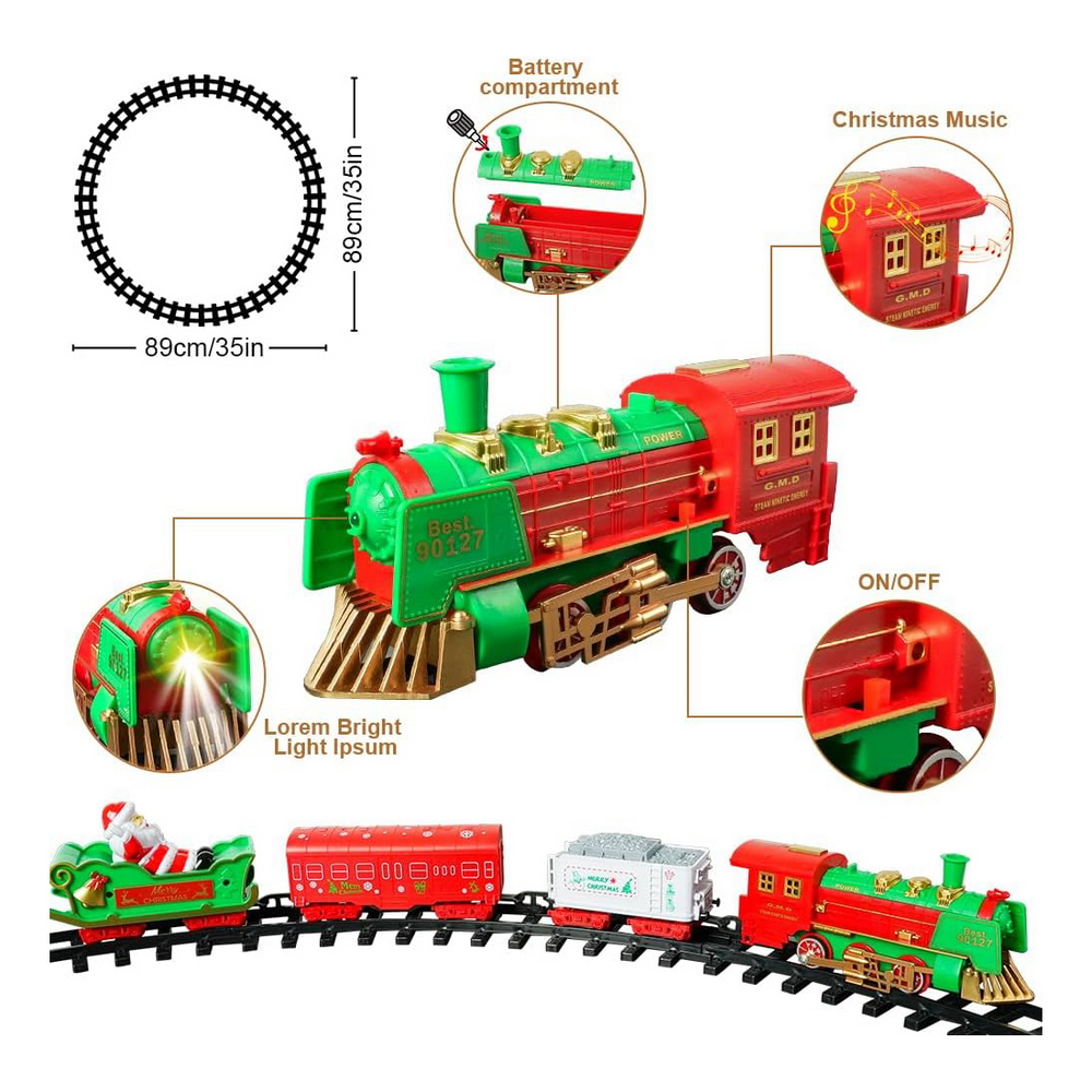 Trenino musicale con luci Led e binario per Albero di Natale Wisdom - Foto 3